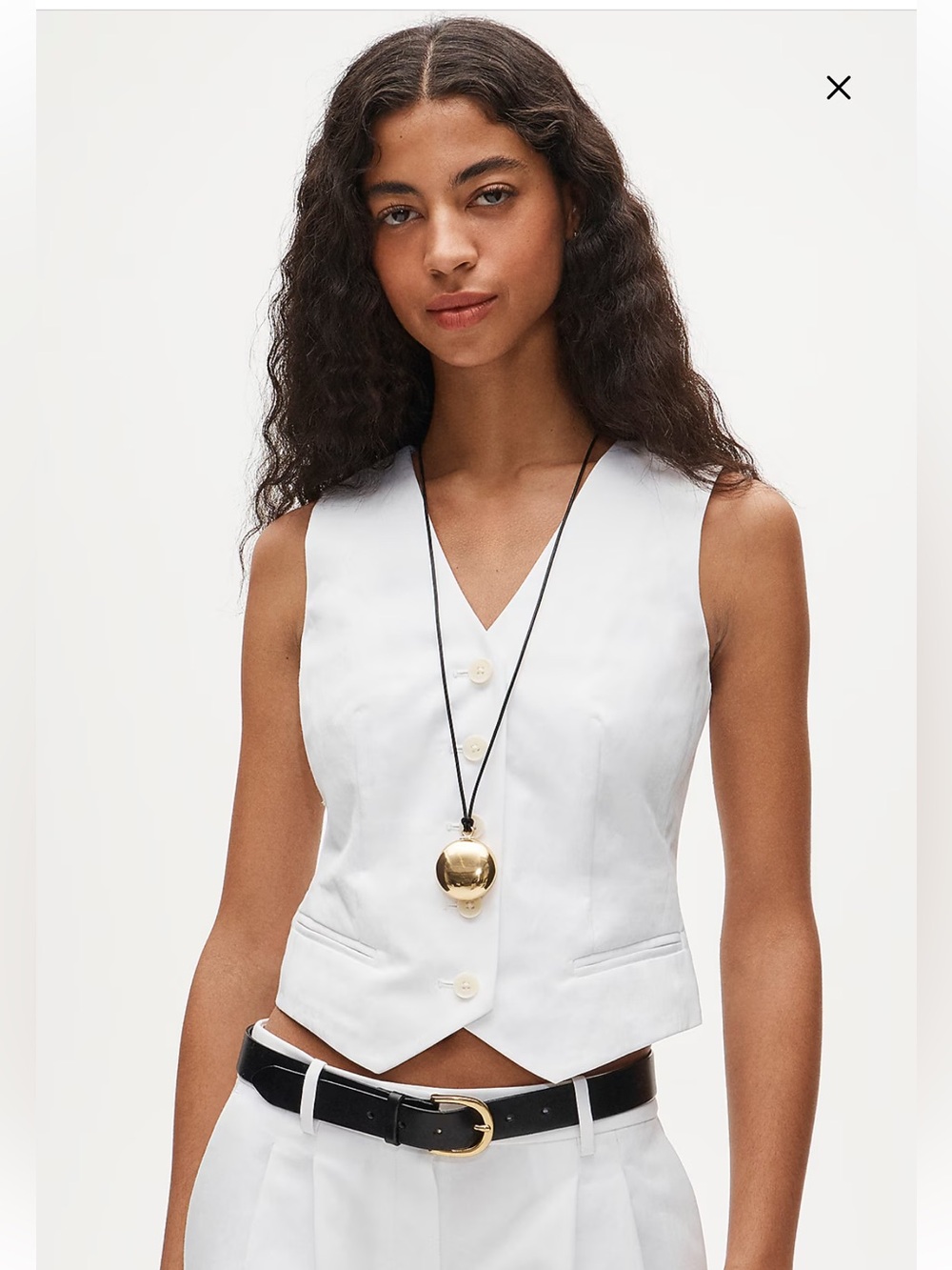 J. Crew Shrunken V-neck vest top - White